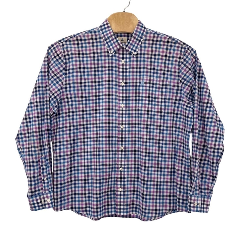 Johnnie-O Button Down Mens XL Joker Purple Blue Gingham Hangin Out JMWL5230